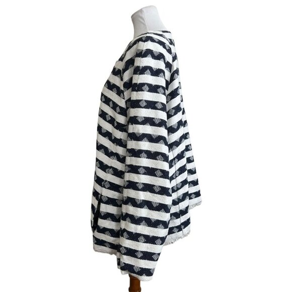 NWT CJ Banks Women 3X Plus Size Cotton Blend Button Down Striped Blanket Jacket - Picture 4 of 11